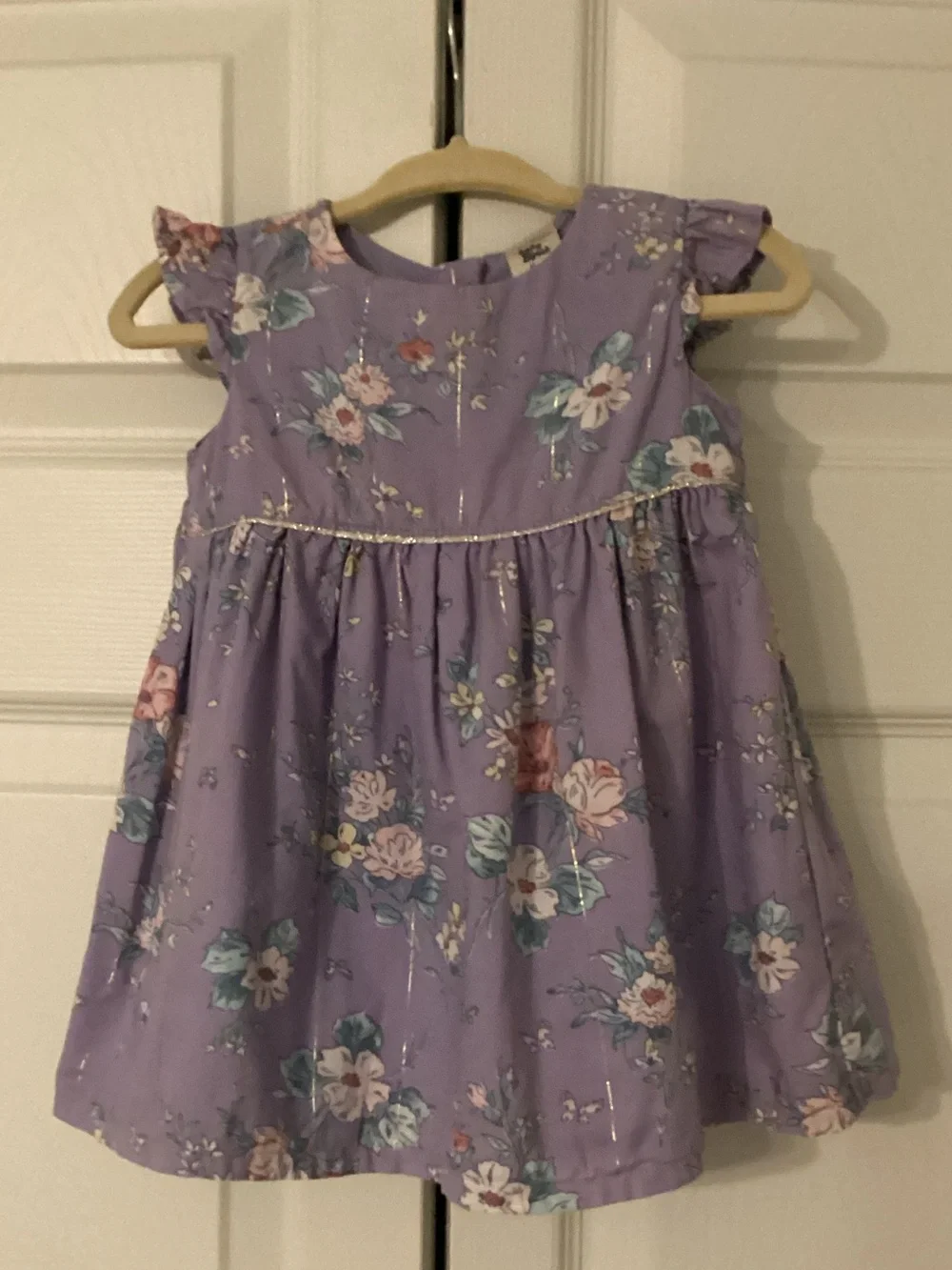 Oshkosh Baby Bgosh Lavender Floral Dress With Silver Trim Size 9 Months